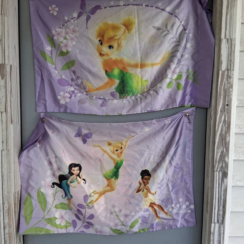 Disney Fairies Tinker Bell Satin Purple Pillowcase Set of 2 Silvermist Iridessa